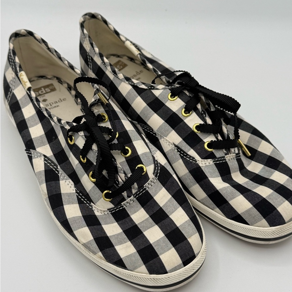 Kate Spade Keds Champion Black and White Checkered Sneakers